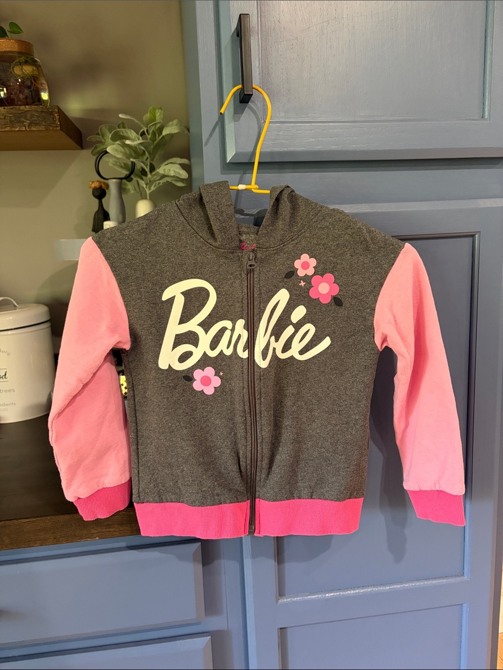 Barbie Gray and Pink Floral Zip Hoodie